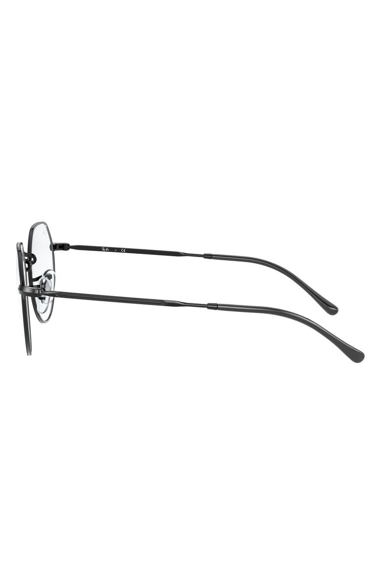 Ray-Ban Unisex Jack 49mm Hexagonal Optical Glasses, Alternate, color, Shiny Black