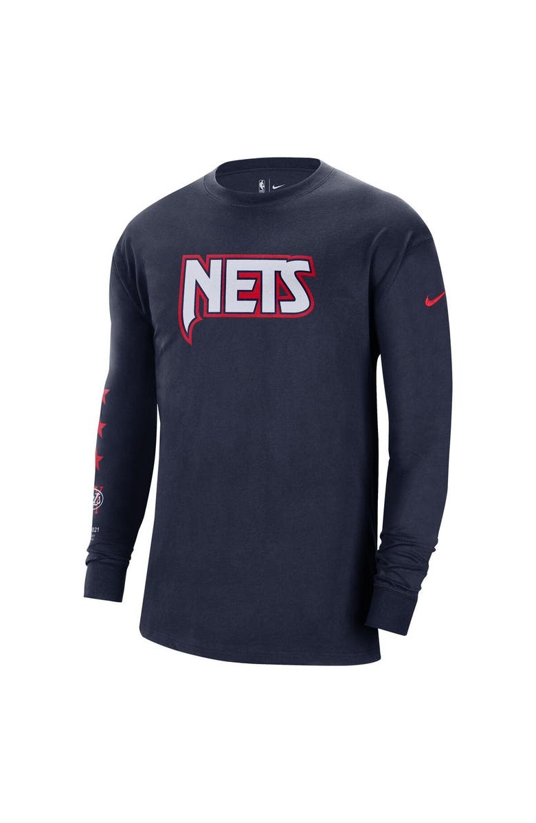 Nike Men's Nike Navy Brooklyn Nets 2021/22 City Edition Courtside Heavyweight Moments Long Sleeve T-Shirt, Alternate, color, 