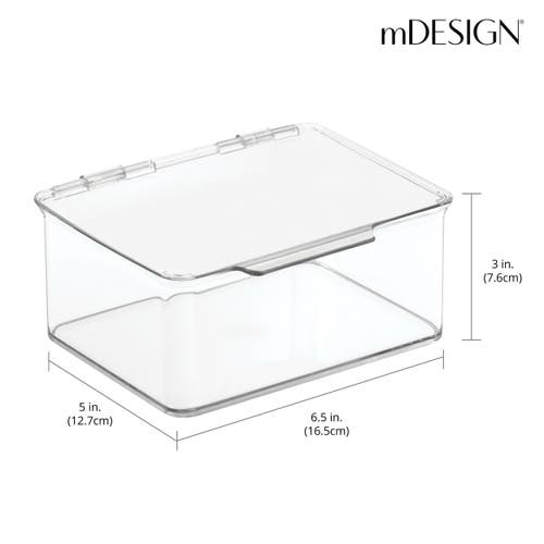 Mdesign Plastic Playroom/gaming Storage Organizer Box, Hinge Lid, 8 Pack In Transparent