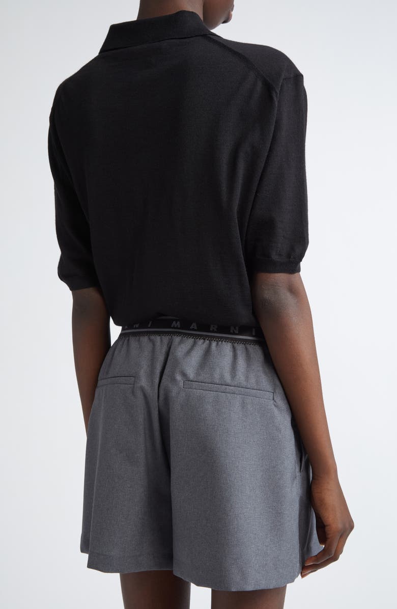 Marni Embroidered Logo Oversize Virgin Wool & Silk Polo Sweater, Alternate, color, 
