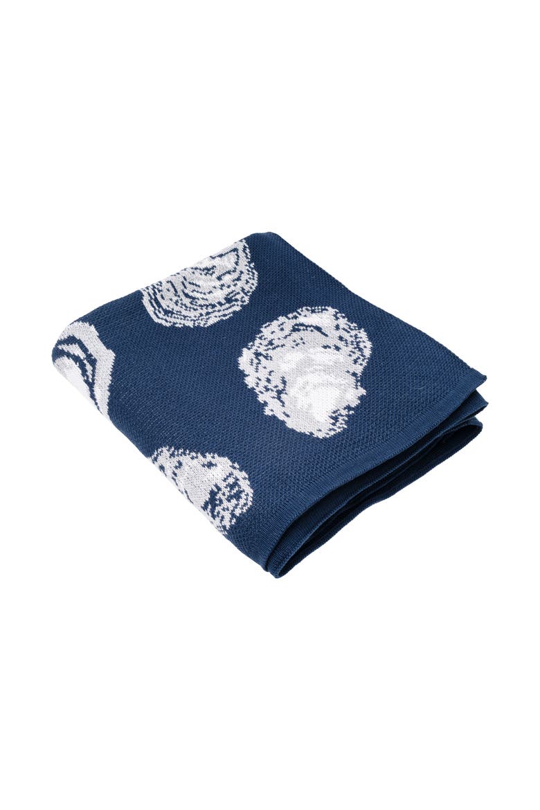 Oyster Pattern Knit Throw Blanket, Main, color, Blue