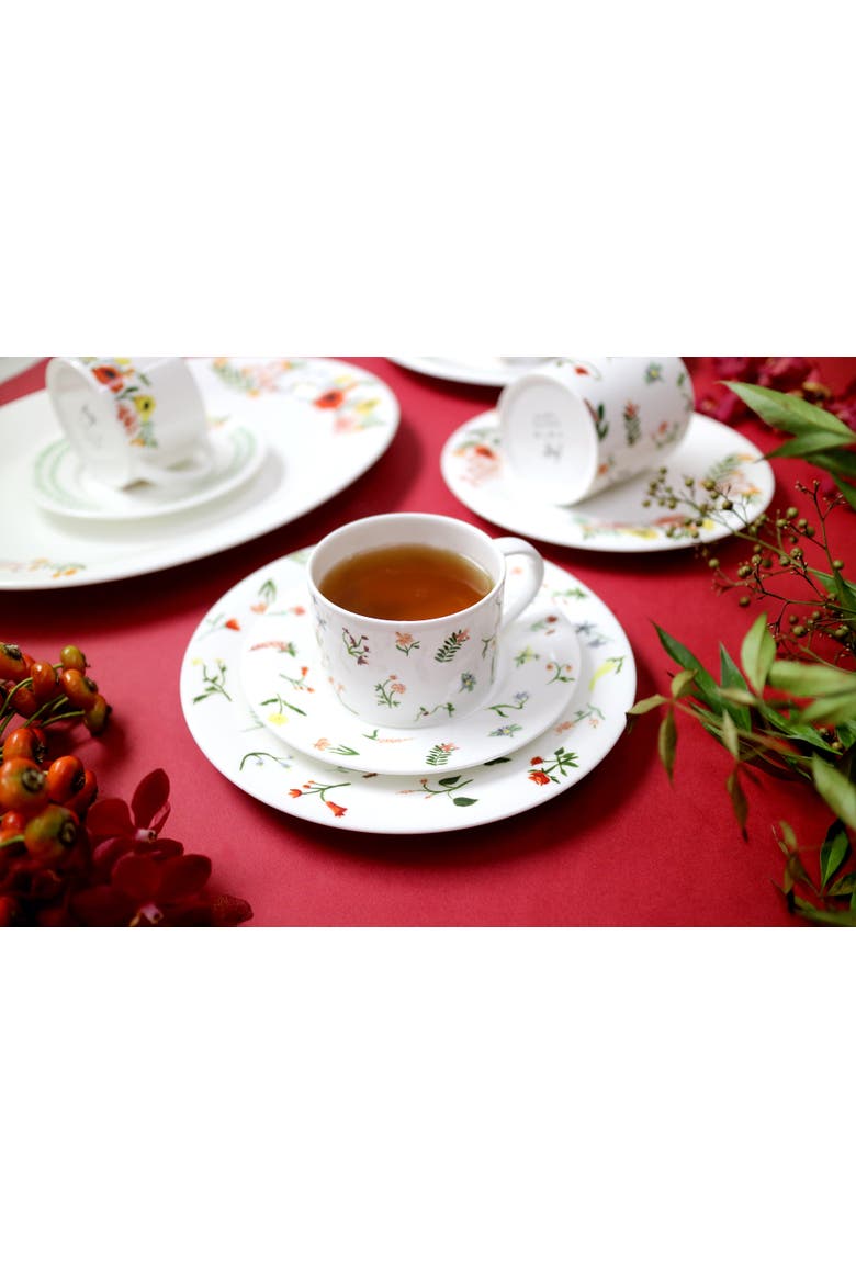 Language of Flowers Set of Two Cups and Saucers, Alternate, color, Multi