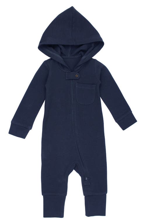 L'Ovedbaby Hooded Thermal Organic Cotton Zip Footie in Midnight 