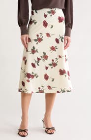 Lucy Paris Adonia Floral Bias Satin Skirt