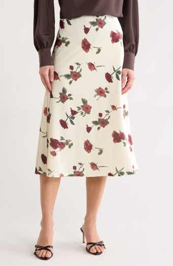 Lucy Paris Adonia Floral Bias Satin Skirt
