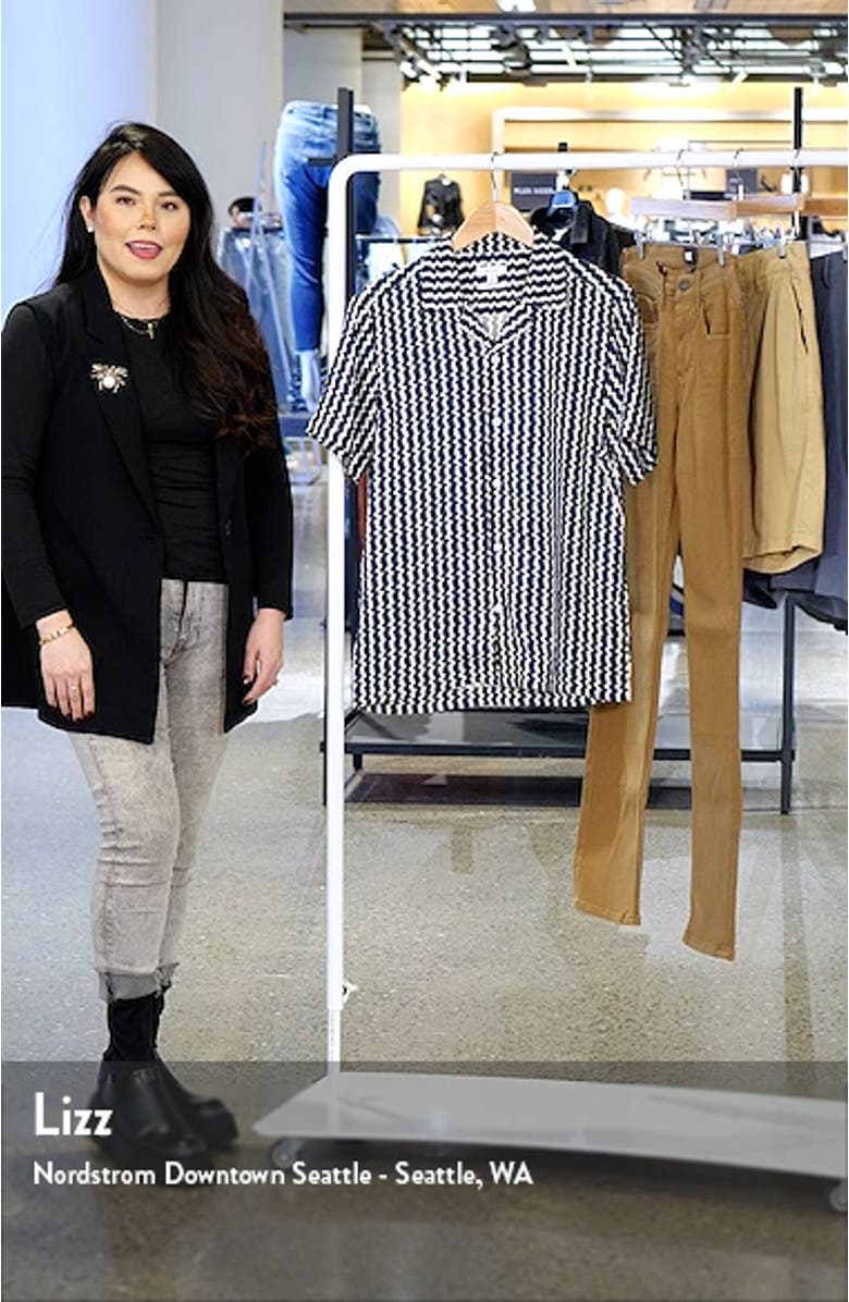 Mayday Abstract Stripe Short Sleeve Button-Up Camp Shirt, sales video thumbnail