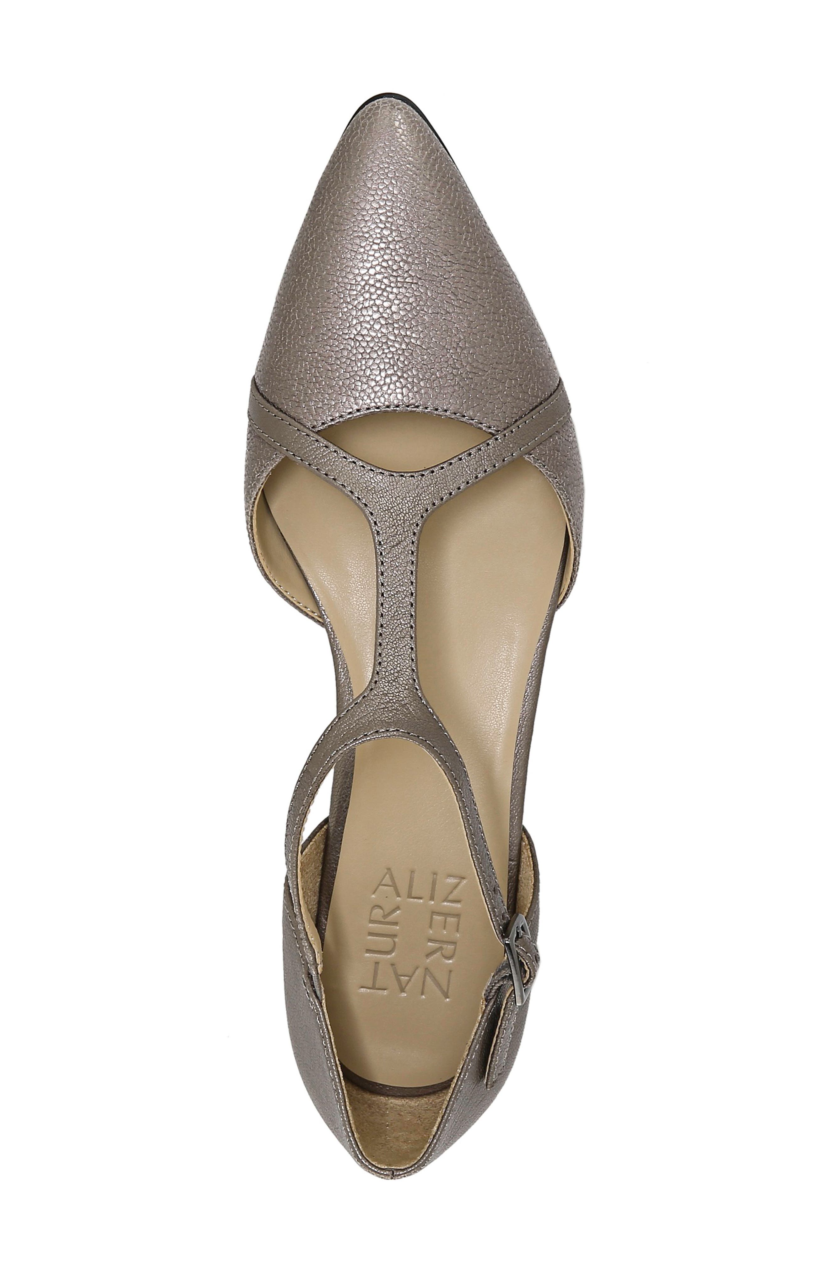 Hana Pointed Toe Flat, Alternate, color, PEWTER LEATHER