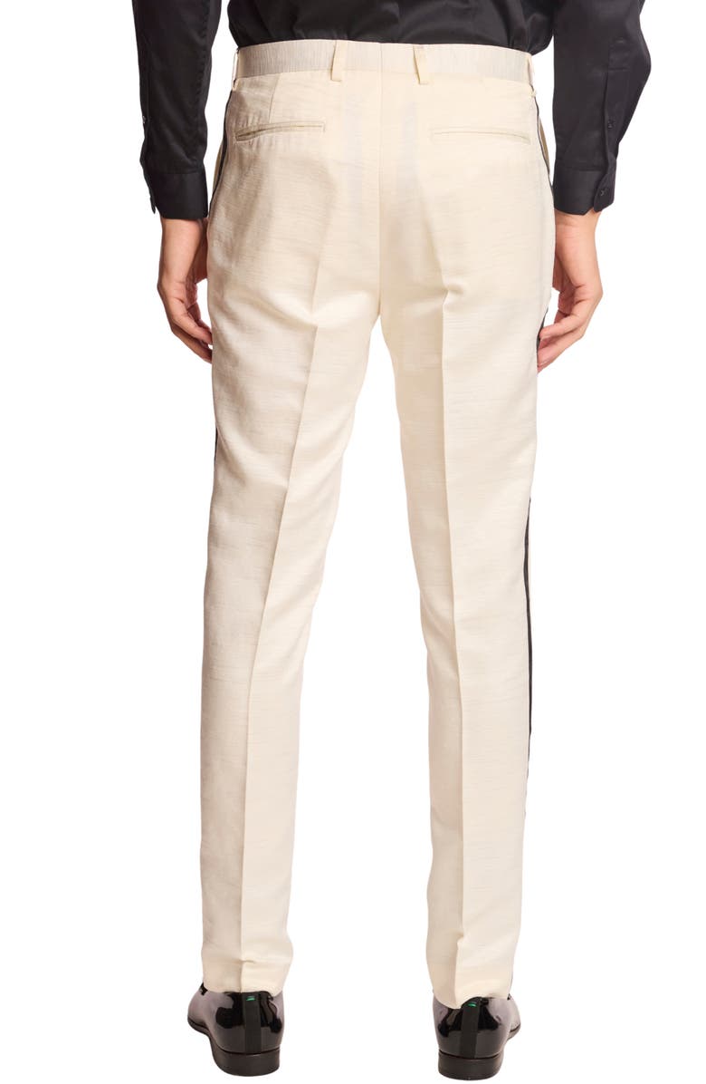 PAISLEY & GRAY Slim Fit Sloane Tuxedo Pants, Alternate, color, Milk White Jacquard