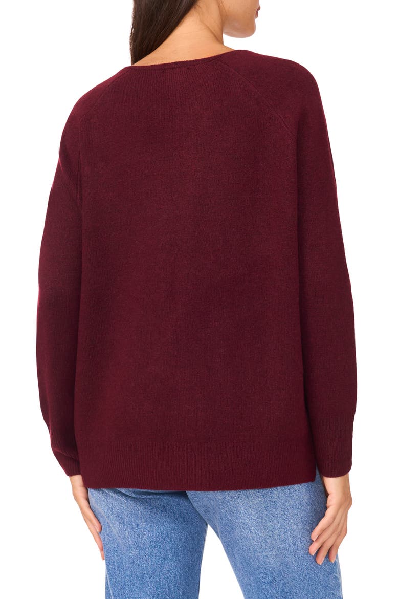 V-Neck Sweater, Alternate, color, WINE