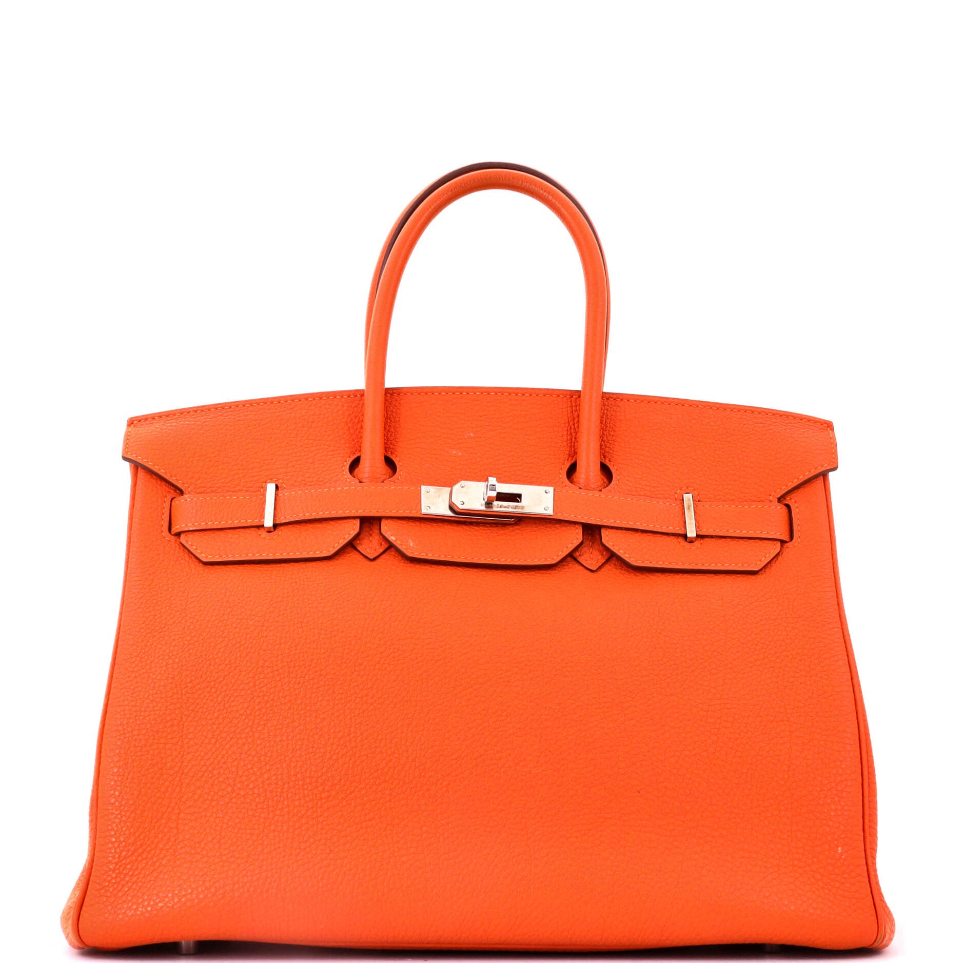 Pre-Owned Hermes Birkin Handbag Orange Togo with Palladium Hardware 35, Main, color, Potiron