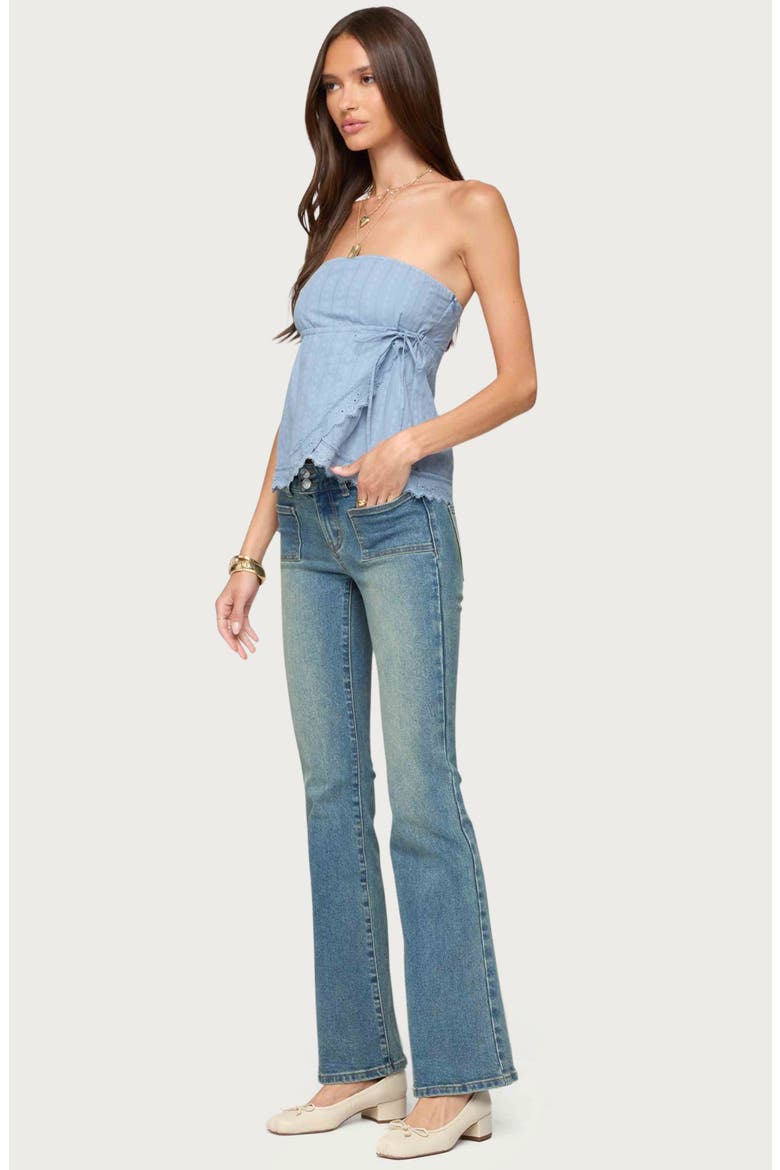 Narnie Strapless Faux Wrap Top, Alternate, color, LIGHT-BLUE