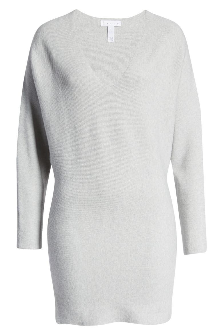 Long Sleeve Dolman Sweater Minidress, Alternate, color, GREY LIGHT HEATHER