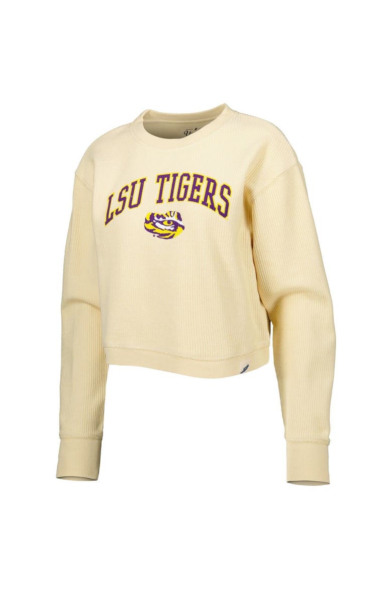 Women's League Collegiate Wear Cream LSU Tigers Classic Campus Corded Timber Sweatshirt, Alternate, color, Cream
