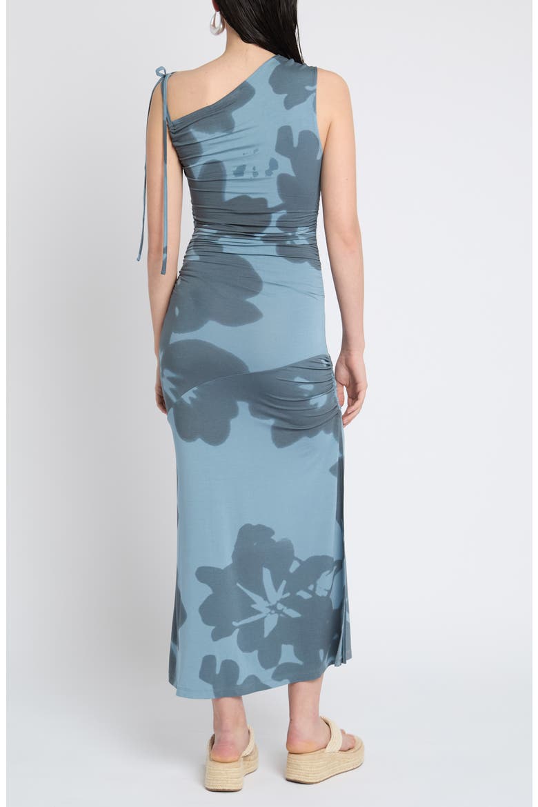Placement Print Ruched Side Maxi Dress, Alternate, color, BLUE