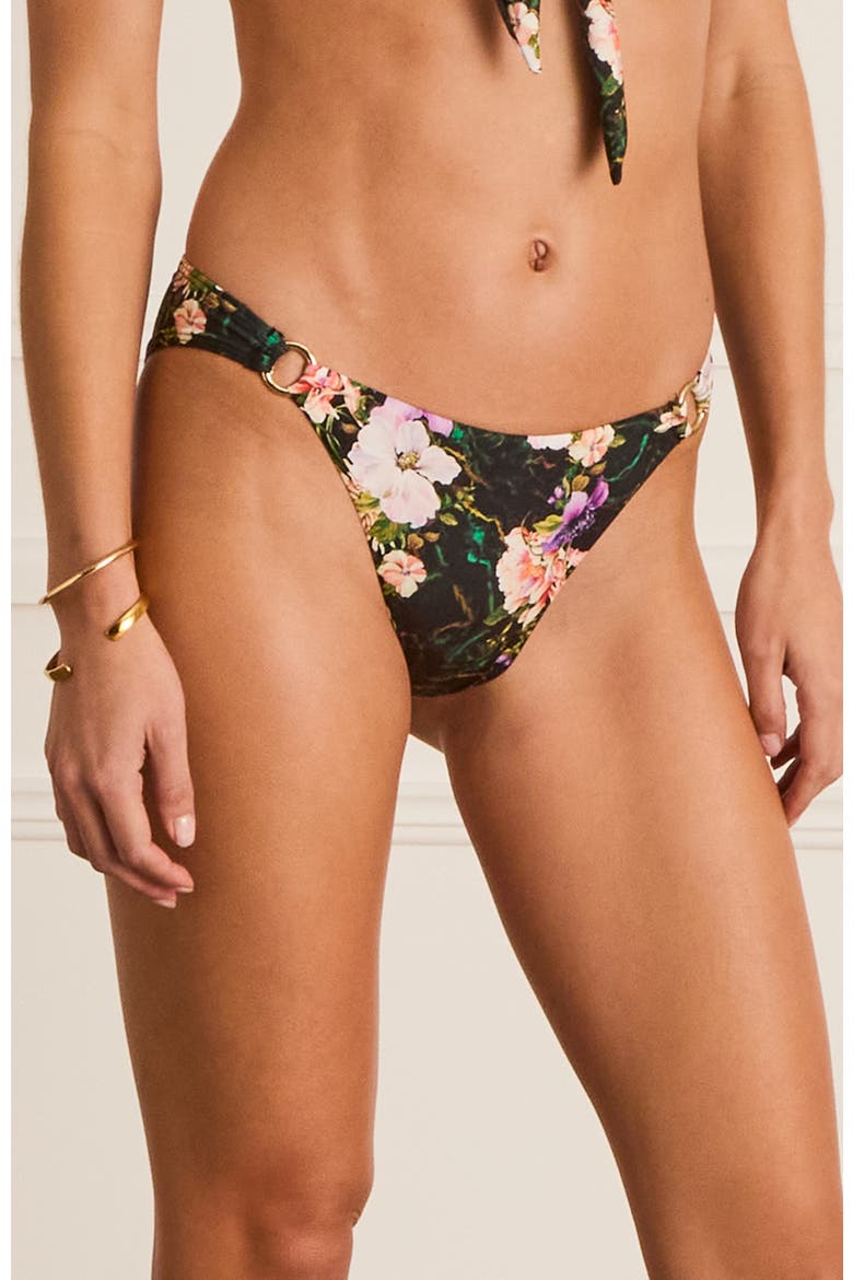 Ring Front Alexis Cheeky Pant Bikini Bottom, Alternate, color, Black Floral Print