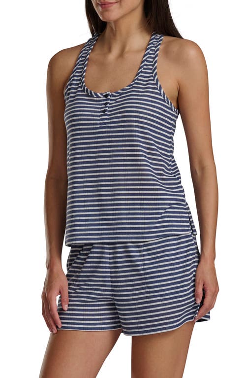 Splendid Print Pointelle Knit Short Pajamas In Blue