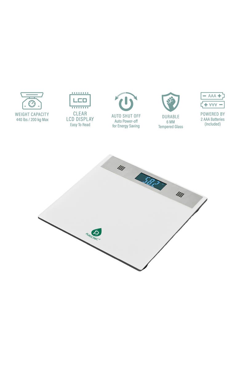 PURSONIC Bilingual Talking Bathroom Scale Precision Meets Convenience, Alternate, color, White