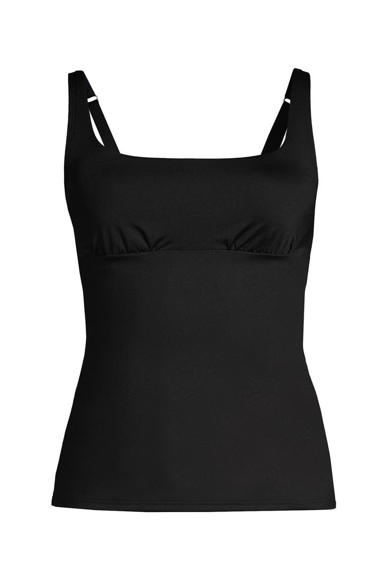 D-Cup Square Neck Underwire Tankini Swimsuit Top, Alternate, color, Black