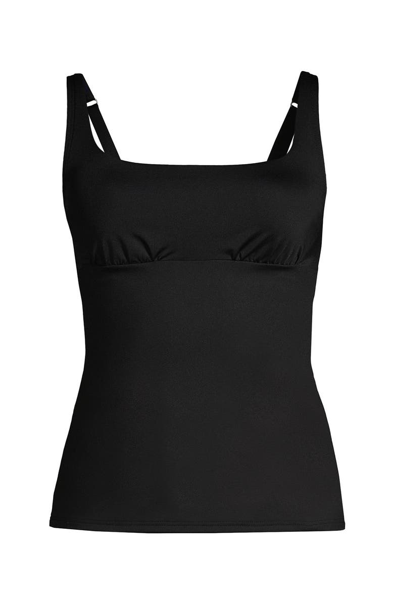 Lands' End Square Neck Underwire Tankini Top Swimsuit Adjustable Straps, Alternate, color, Black