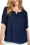 Liverpool Los Angeles Crinkled Puff Sleeve Top