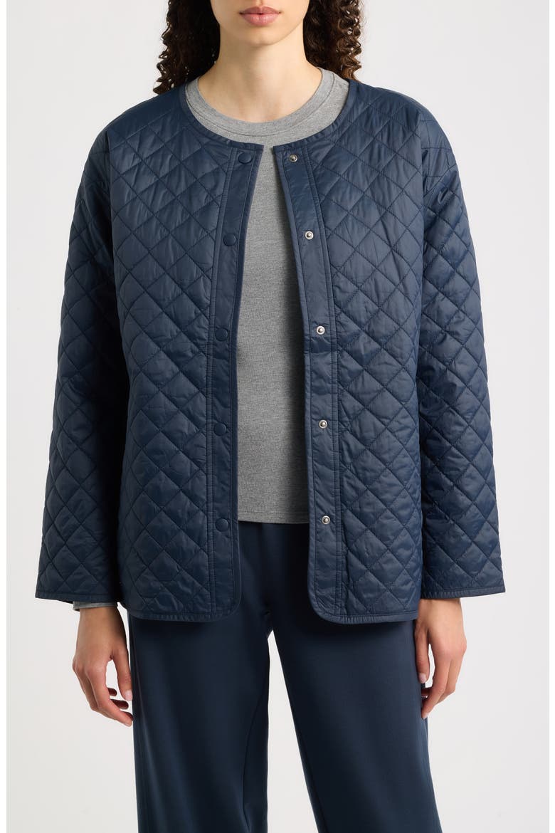 Round Neck Quilted Short Coat, Main, color, MARITIME