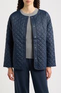 Eileen Fisher Round Neck Quilted Short Coat