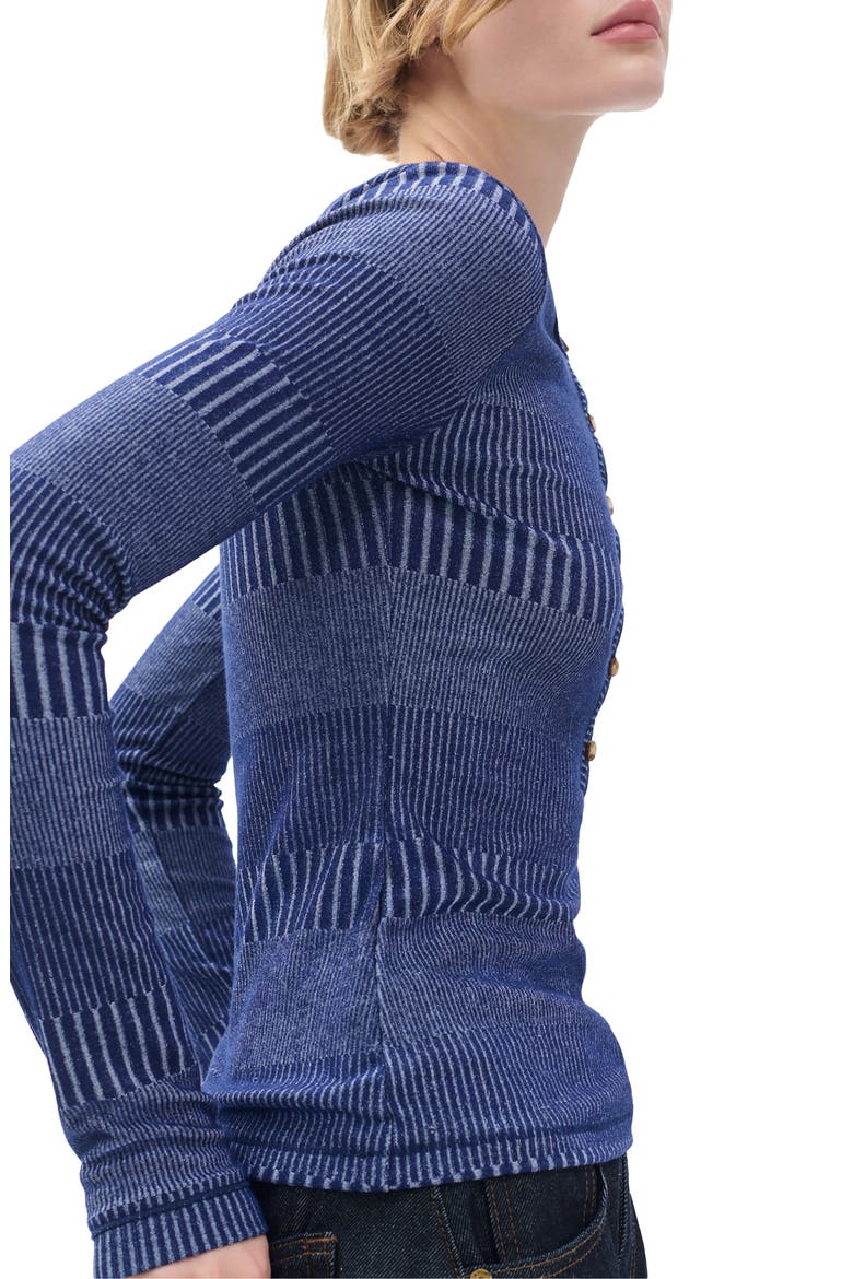 The Knit Two-Tone Rib Henley, Alternate, color, BLUE