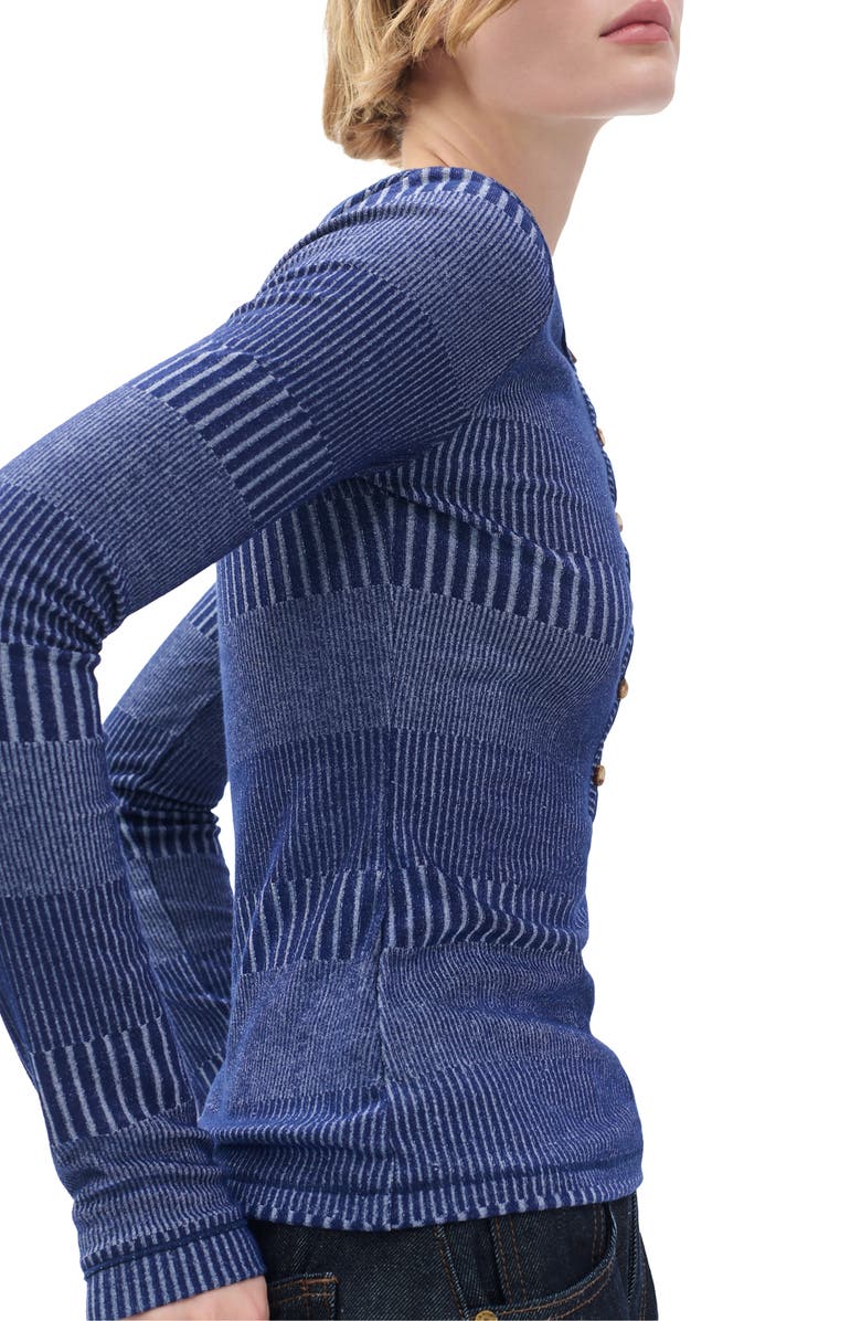 rag & bone The Knit Two-Tone Rib Henley, Alternate, color, Blue