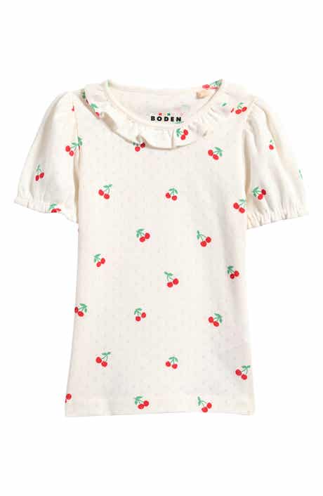 Mini Boden Kids' Ruffle Pointelle Top