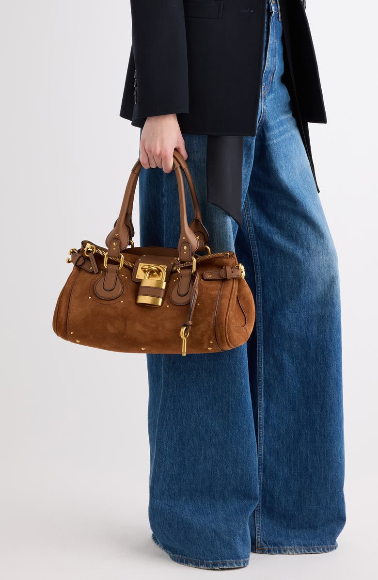 Chloé Paddington Suede Satchel, Alternate, color,