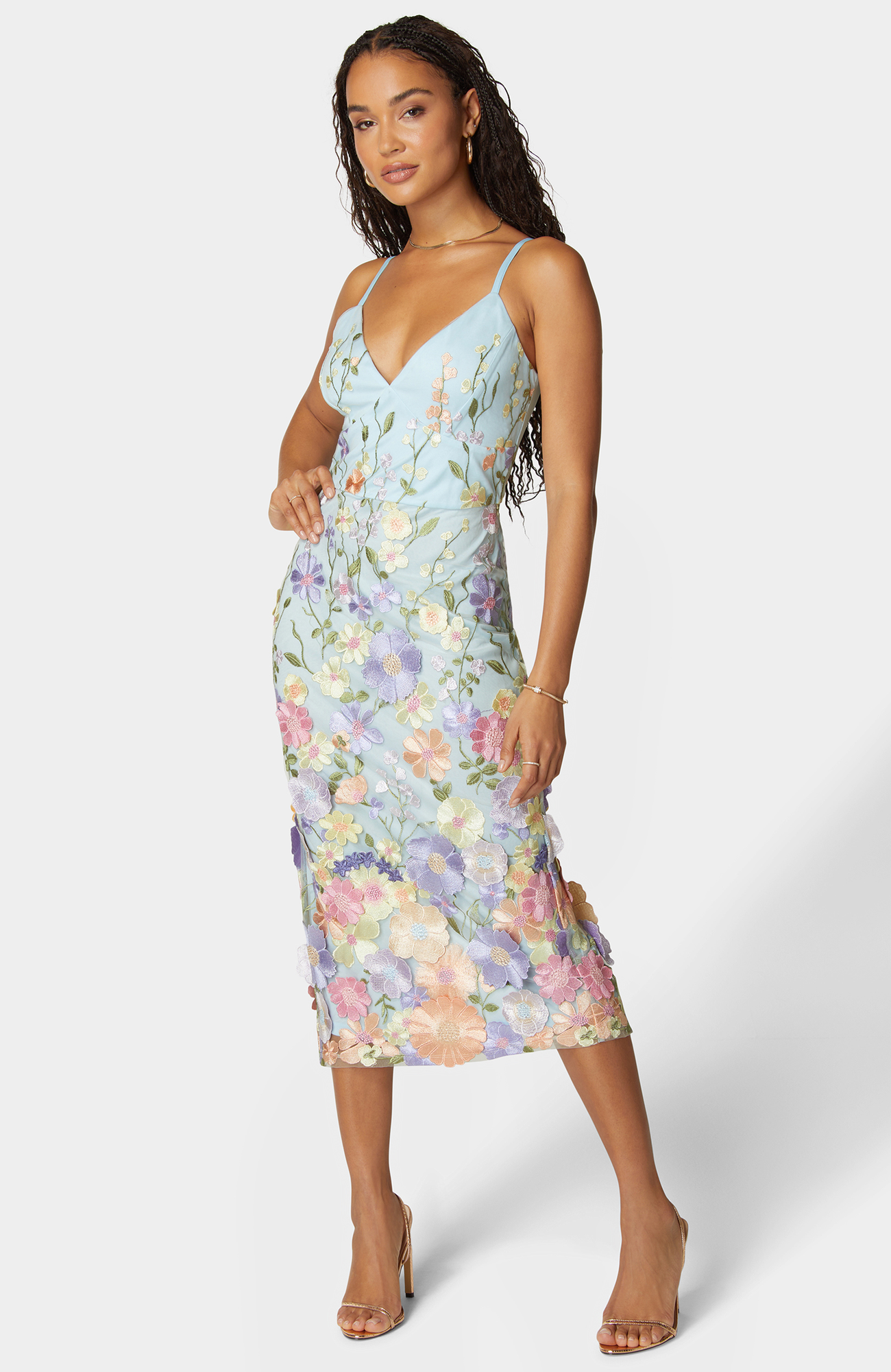 Floral Embroidered Sheath Midi Dress - image 2