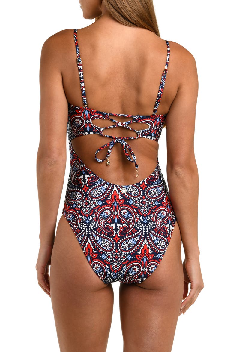 Americana Paisley Print One-Piece Swimsuit, Alternate, color, BLUE MULTI