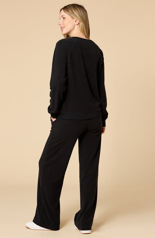Softies Vintage Velvet Crewneck With Pintuck Pant In Black