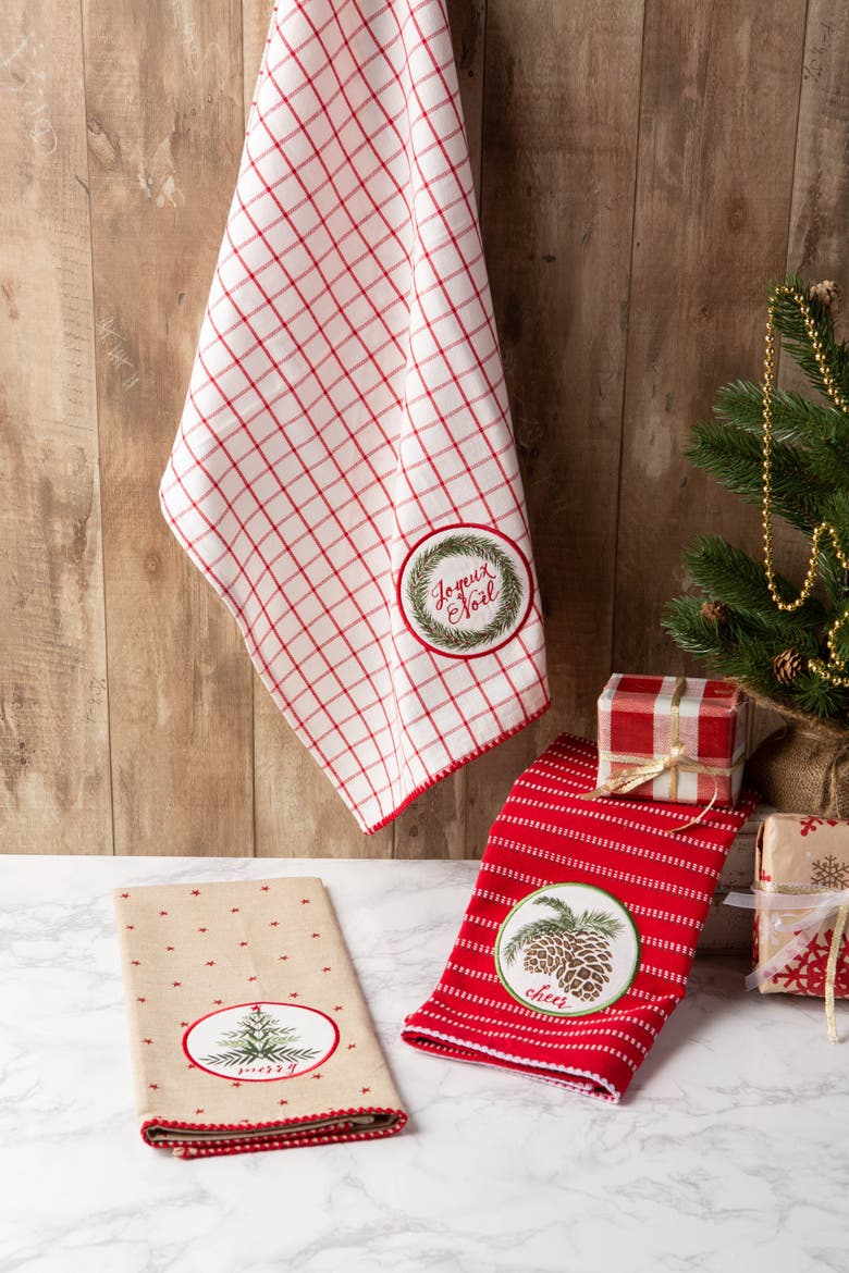 Noel Embellished Assorted Dishtowel Set/3, Alternate, color, Noel