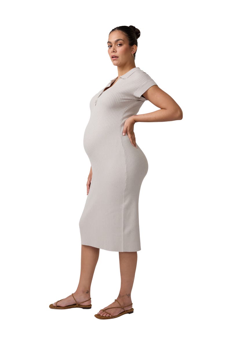 Polo Knit Maternity Midi Dress, Alternate, color, Light Gray
