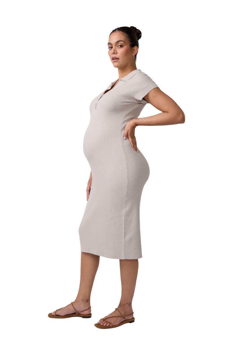 Ingrid & Isabel Polo Knit Maternity Midi Dress, Alternate, color, Light Gray