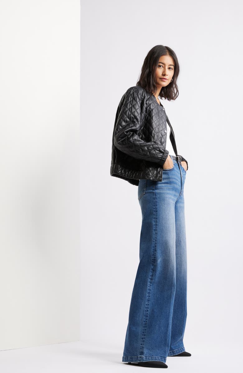 Caslon<sup>®</sup> Quilted Leather Jacket, Alternate, color, Black