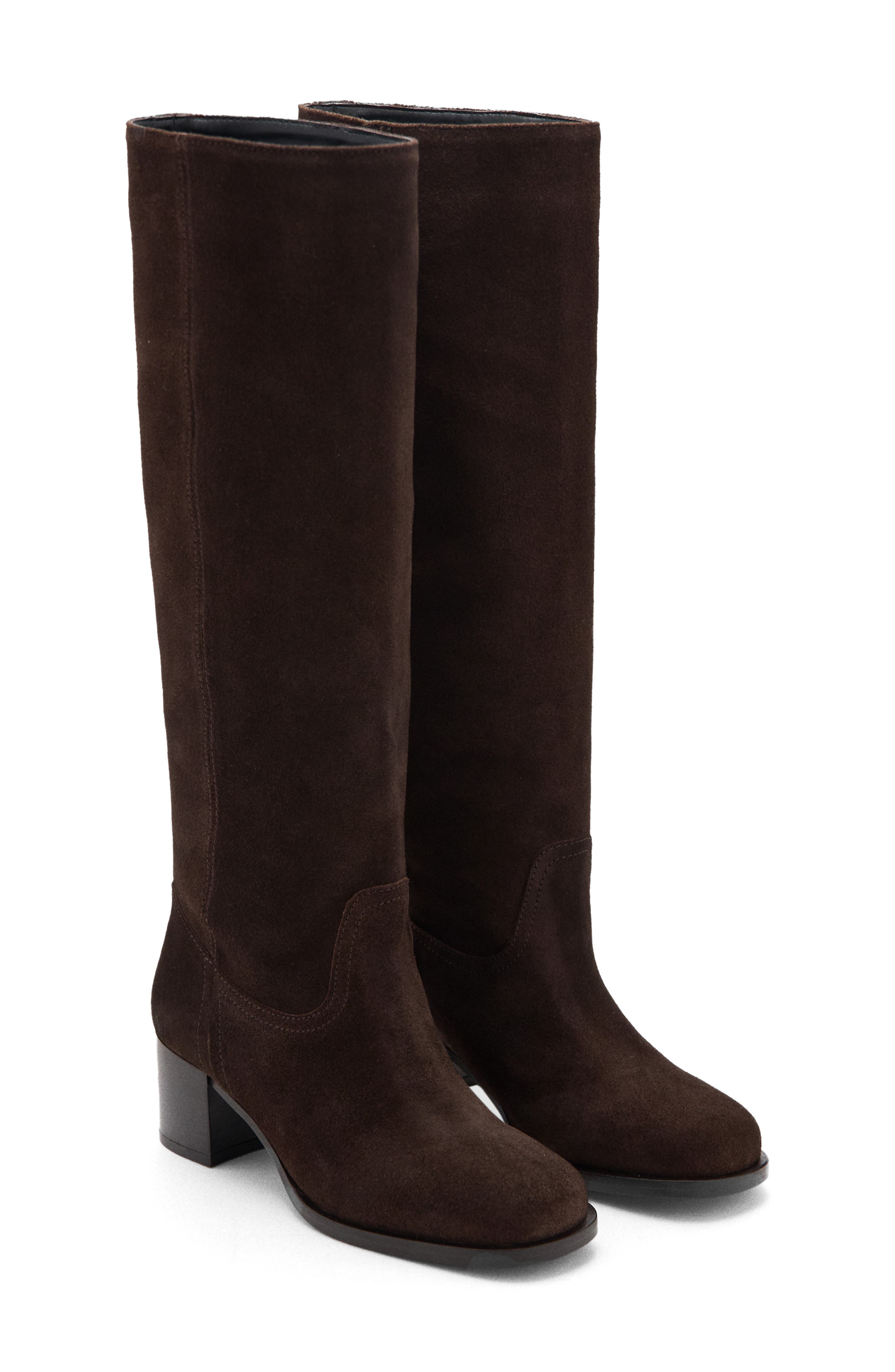 MANGO Suede Tall Boot, Main, color, Chocolate