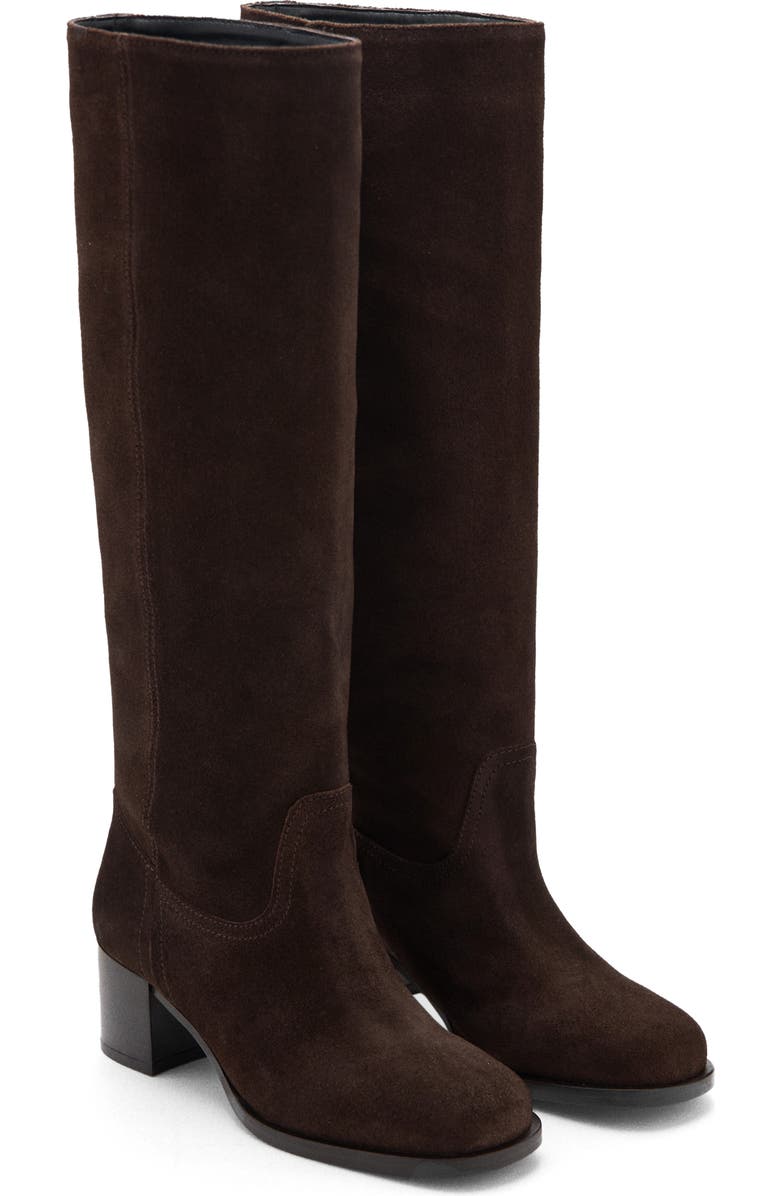 MANGO Suede Tall Boot, Main, color, Chocolate