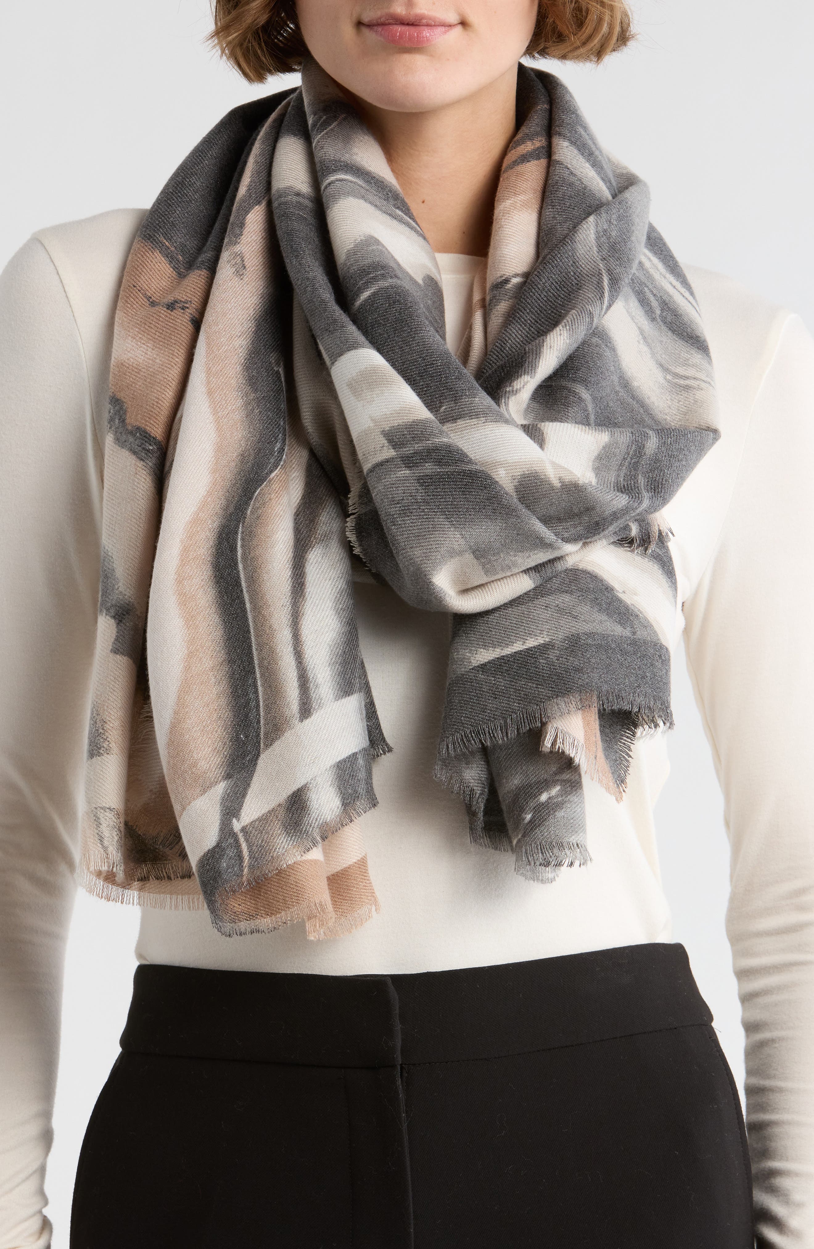 Vince Camuto Supersoft Marble Wave Oblong Scarf