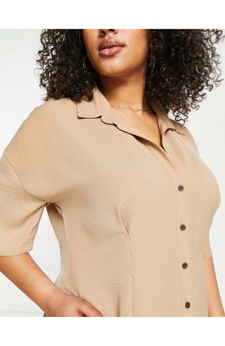 ASOS DESIGN Curve Button-Up Midi Dress, Alternate, color, 