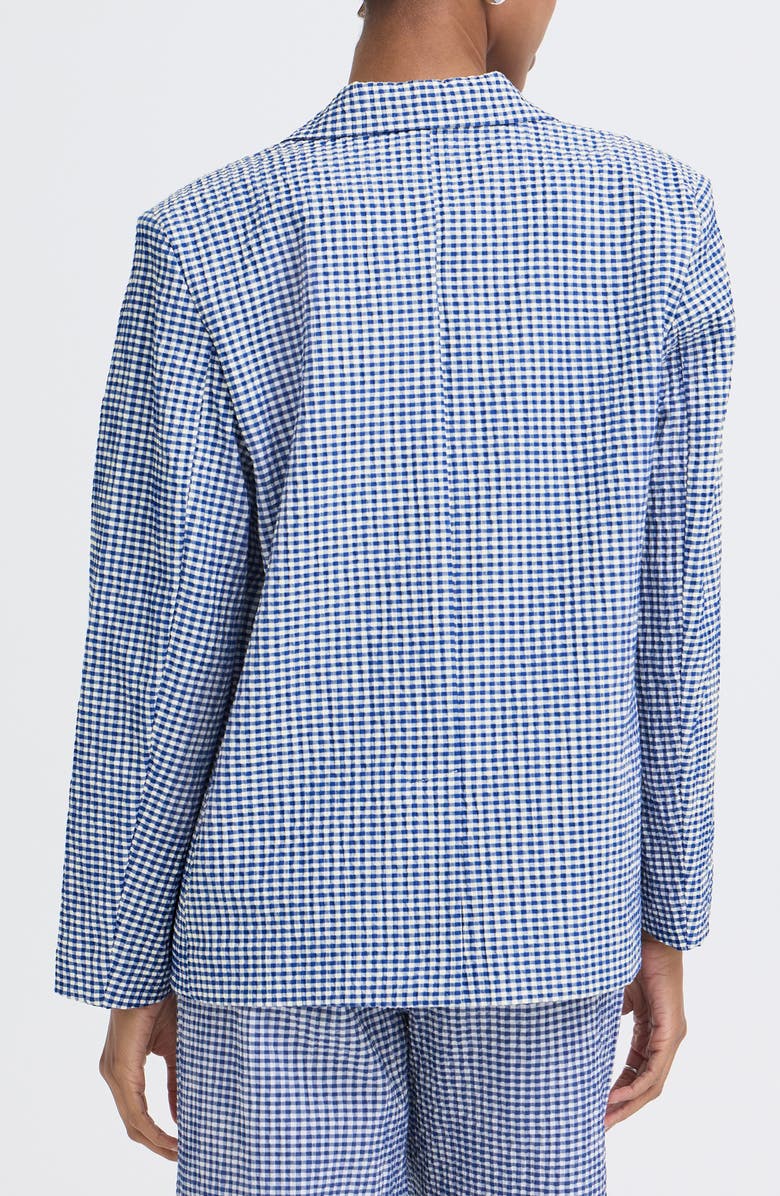 ICHI Check Print Blazer, Alternate, color, Sodalite Blue/Whitecheck