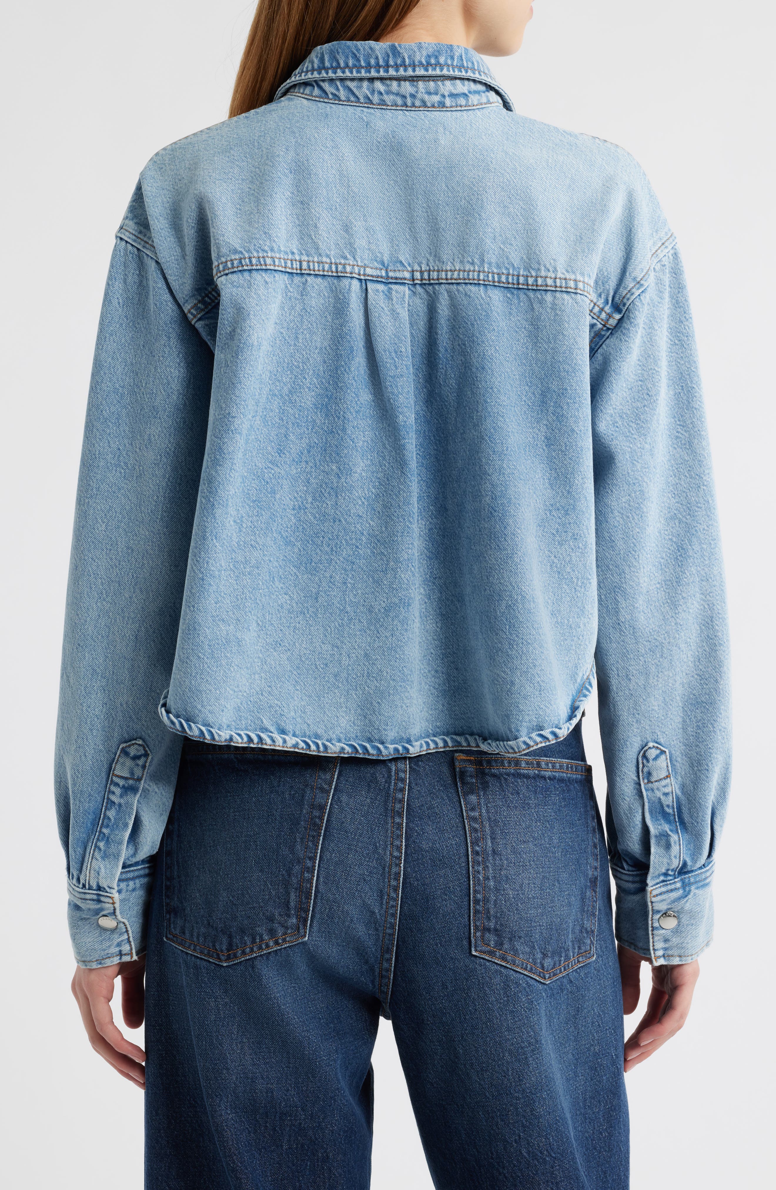 FRAME The Swing Crop Denim Shirt (Women) | Nordstromrack