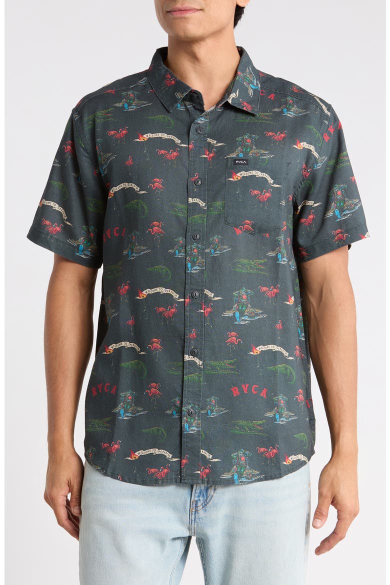 Reception Short Sleeve Linen Blend Shirt, Main, color, MULTI