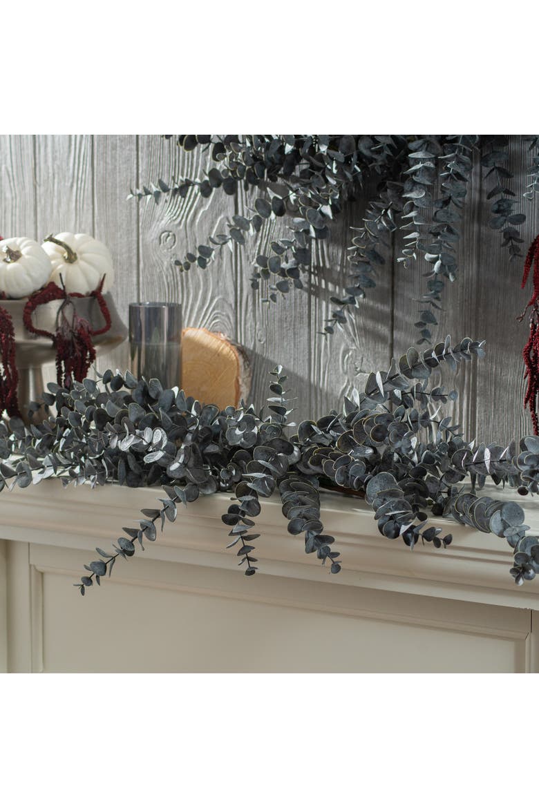 Midnight Eucalyptus Fall Halloween Mantel Swag, Alternate, color, Black