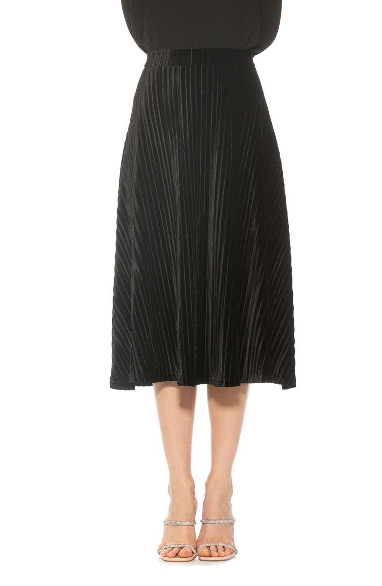 Alexia Admor Alania Pleated Velvet Midi Skirt, Main, color, 