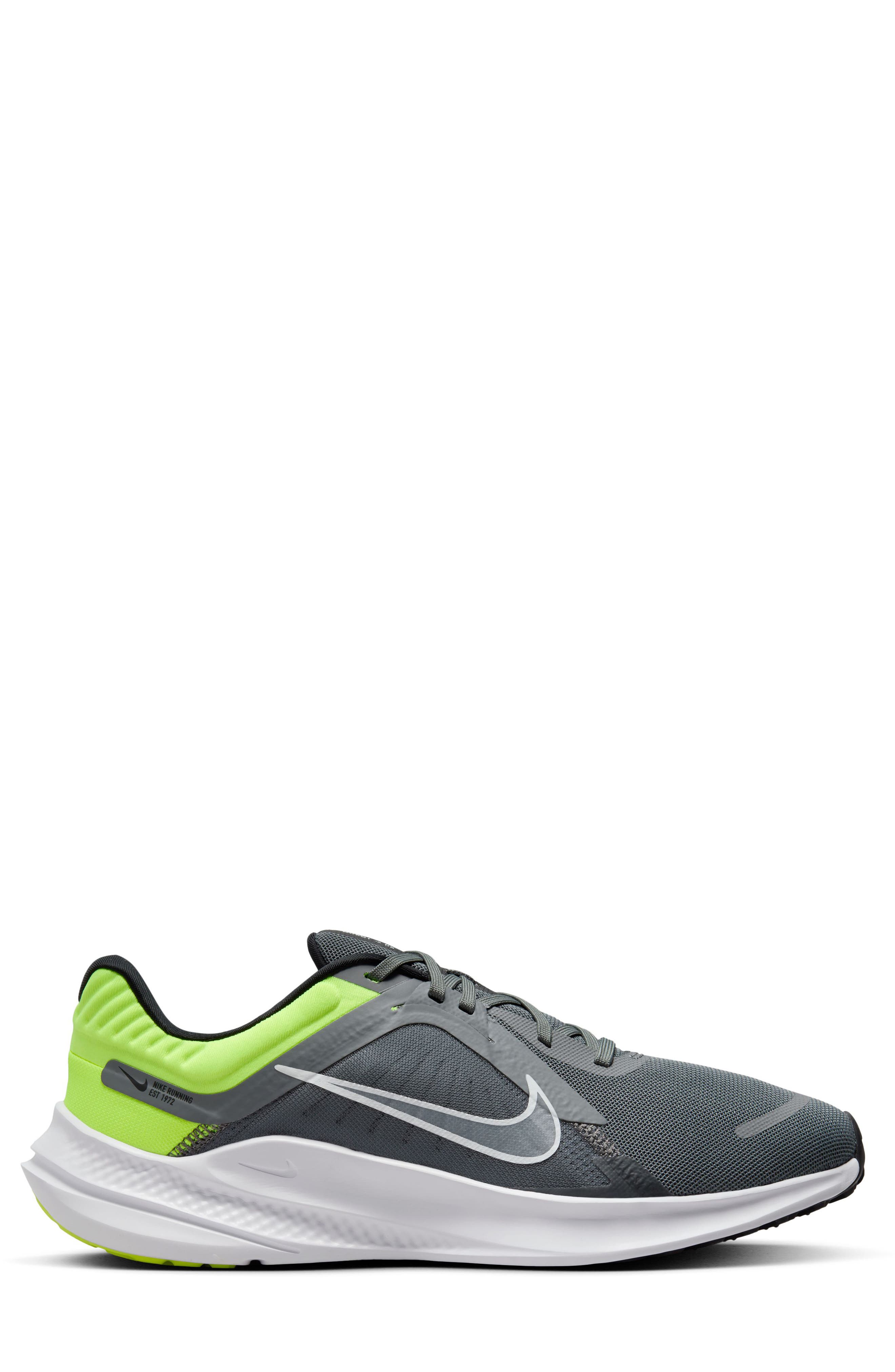 Nike Quest 5 Road Running Shoe, Alternate, color, Smoke Grey/ White/ Volt