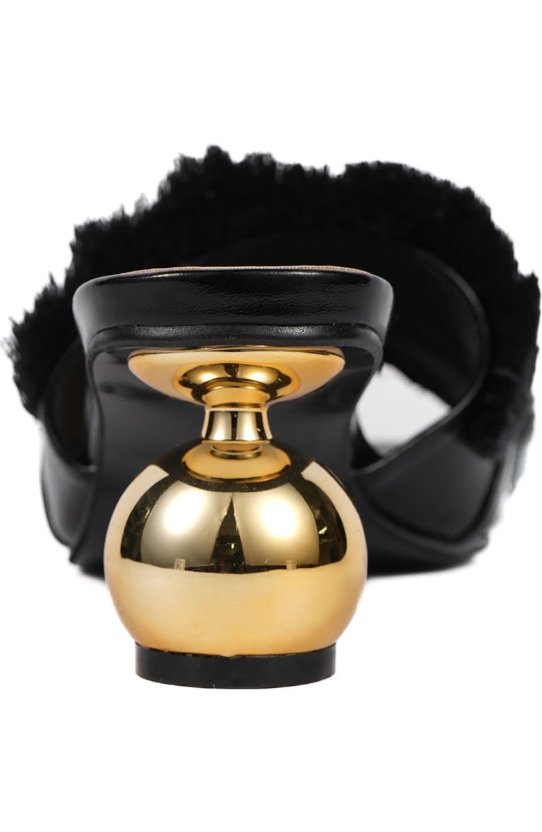 NINETY UNION Miami Fringed Orb Heel Slide Sandal, Alternate, color, Black