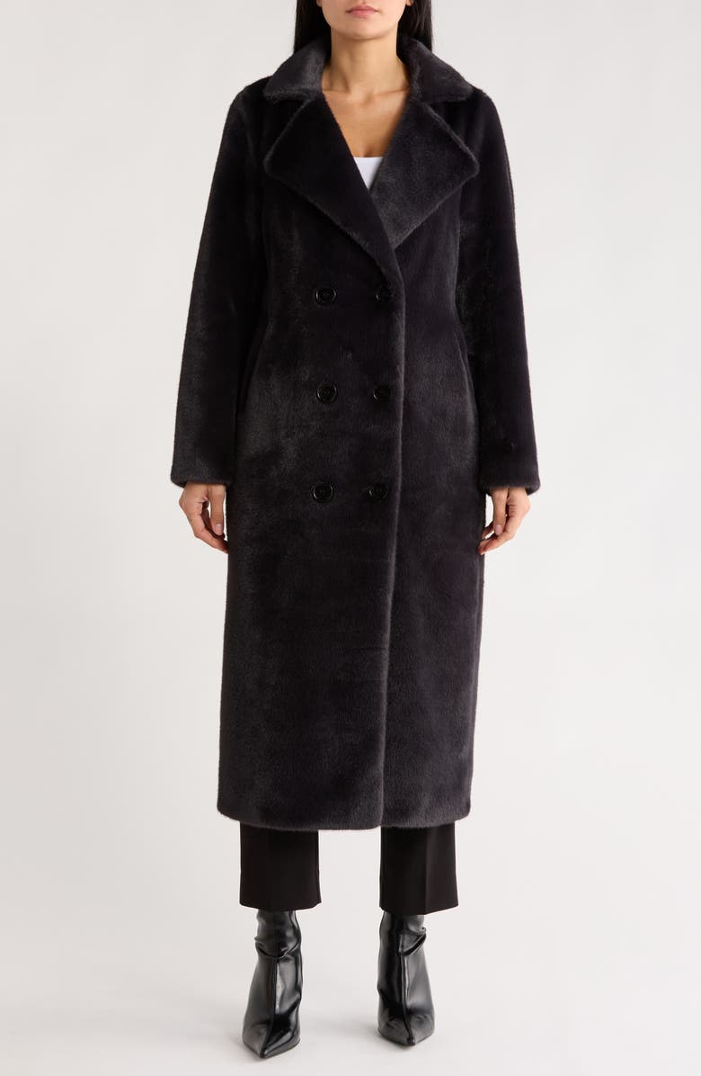 Michael Kors Double Breasted Faux Fur Coat, Main, color, Admiral