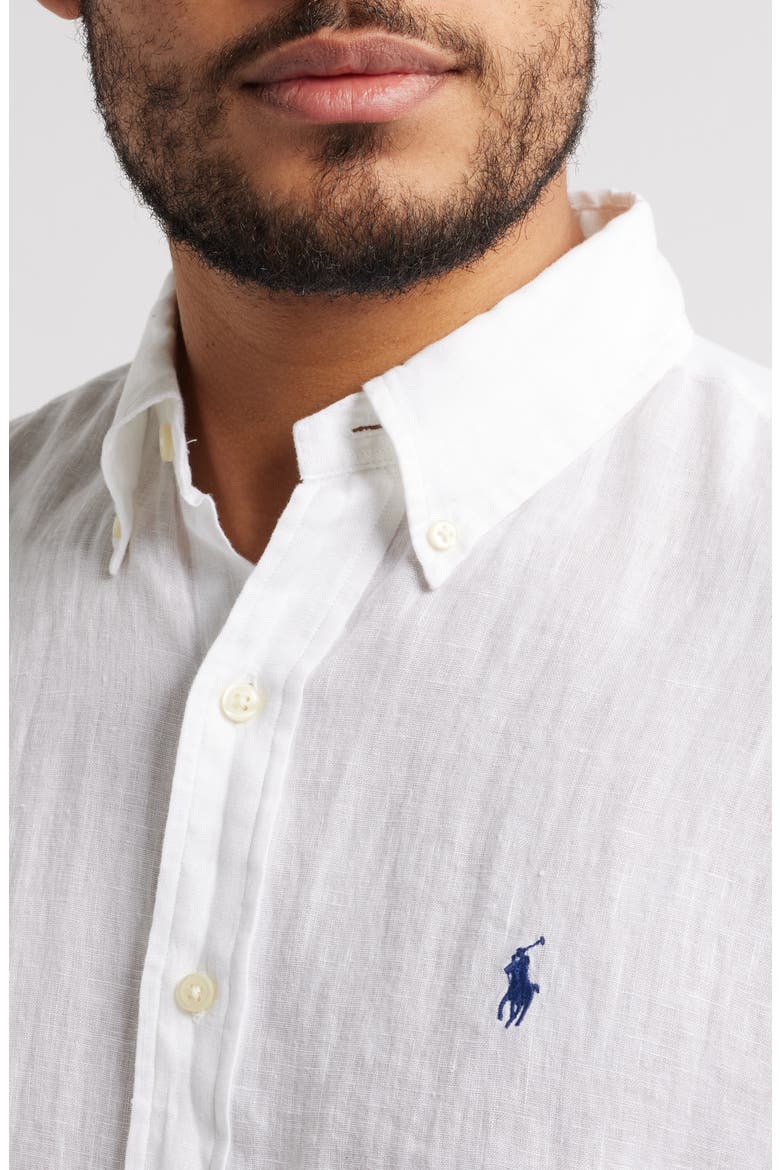 Piece Dye Linen Short Sleeve Button-Down Shirt, Alternate, color, CERAMIC WHITE
